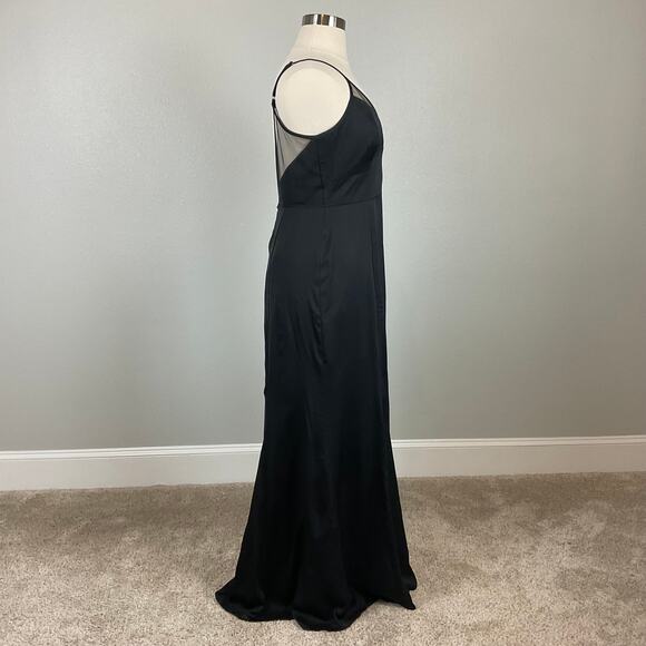 Black Backless Evening Gown Size 16 Sleeveless V-Neck A-Line Formal by AQUA - Picture 4 of 12